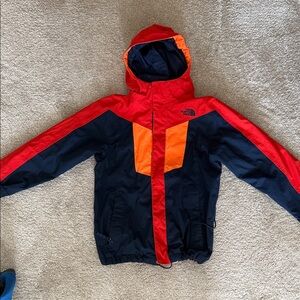 The North Face Kids' Vibrant Navy Red and Orange Jacket Boys Small (7/8)